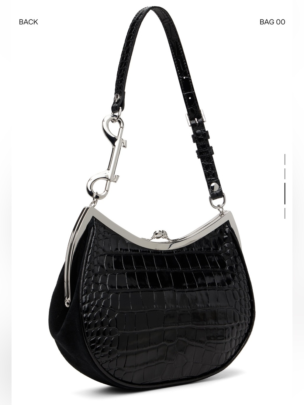 Vivienne Westwood Black Croc-Embossed Leather Frame Shoulder Bag - Picture 3 of 4